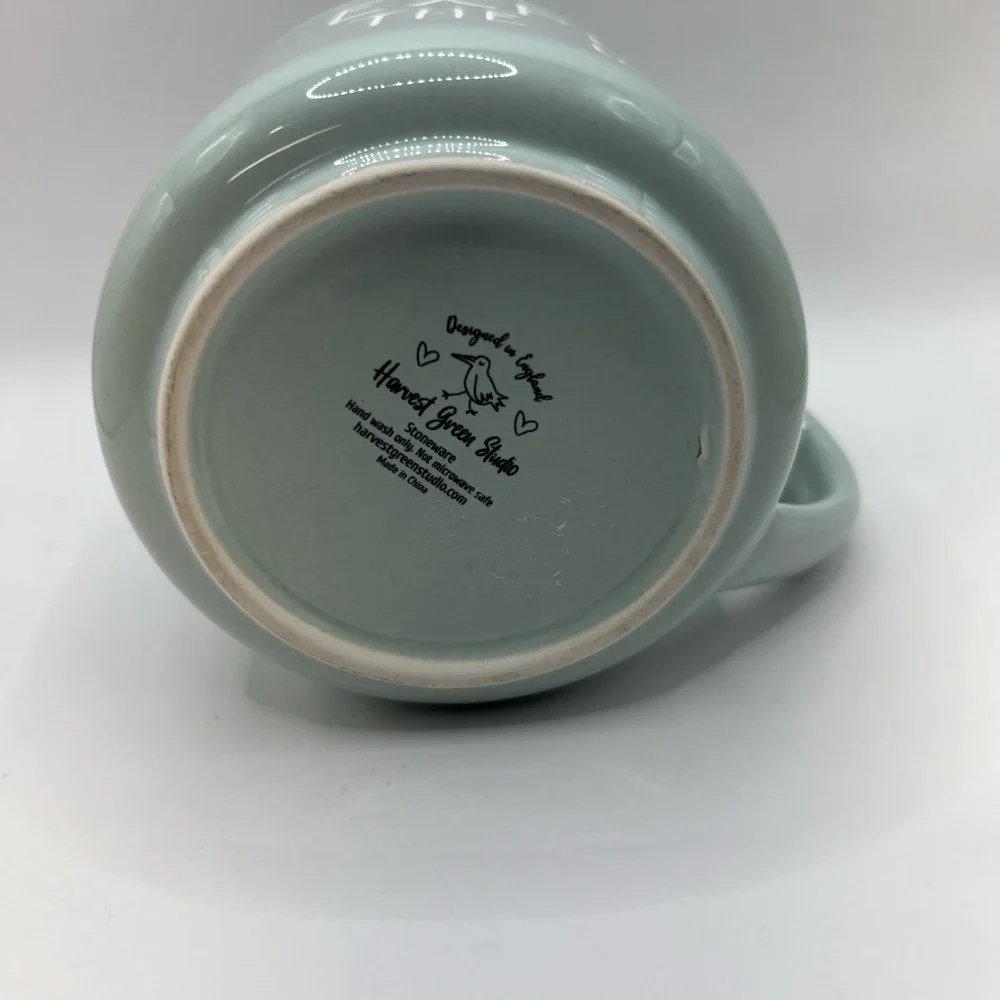 Harvest Green Studio Explore the World‎ Coffee Mug 18 Oz Light Green Stoneware - Picture 8 of 8